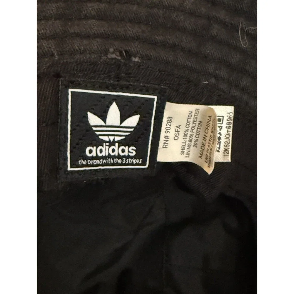 VTG Adidas Bucket Hat Black OSFA Trefoil Logo Cotton Sun Cap Mens Womens USA